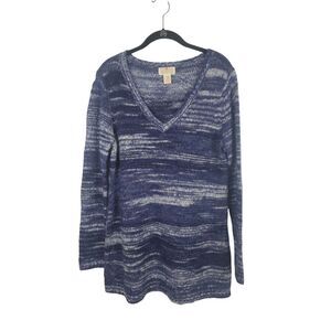 Two‎ Hearts Maternity Sweater Womens Medium Blue Long Sleeve V Neck Top